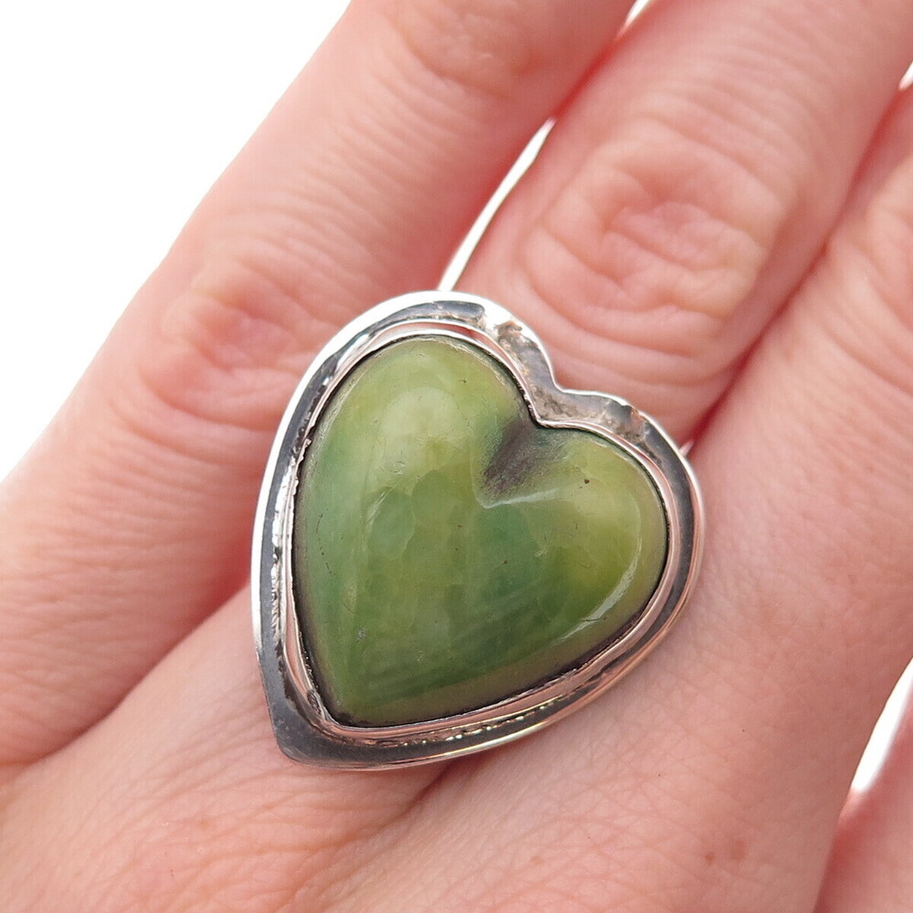 Old Pawn 925 Sterling Silver Vintage Royston Turquoise Heart Tribal Ring Size 6